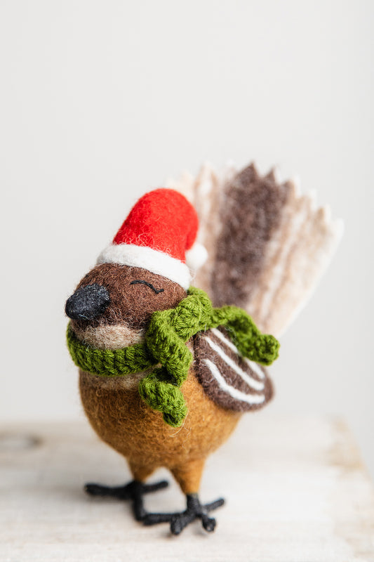 The Christmas Pīwakawaka - Kids in Need Felted Wool Decoration