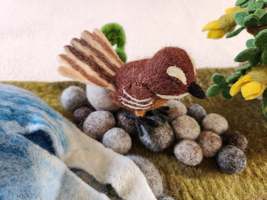 Pīwakawaka - Felted Wool Bird