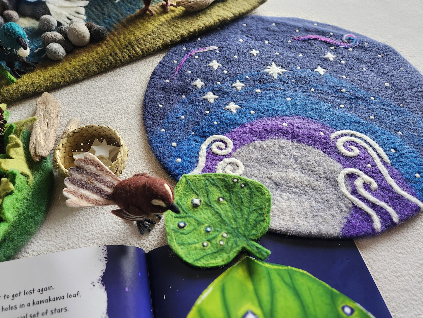 A Map of Dreams and Stars - Wool Felt Stars & Moon Storytelling Playscape
