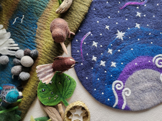 A Map of Dreams and Stars - Wool Felt Stars & Moon Storytelling Playscape