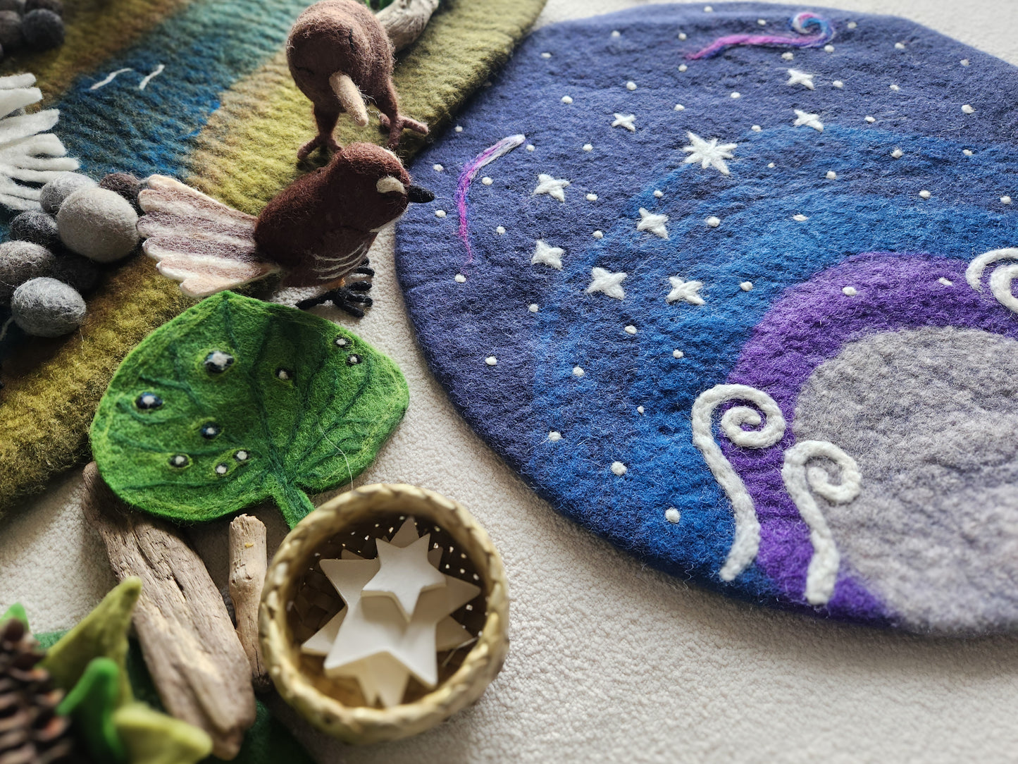 A Map of Dreams and Stars - Wool Felt Stars & Moon Storytelling Playscape