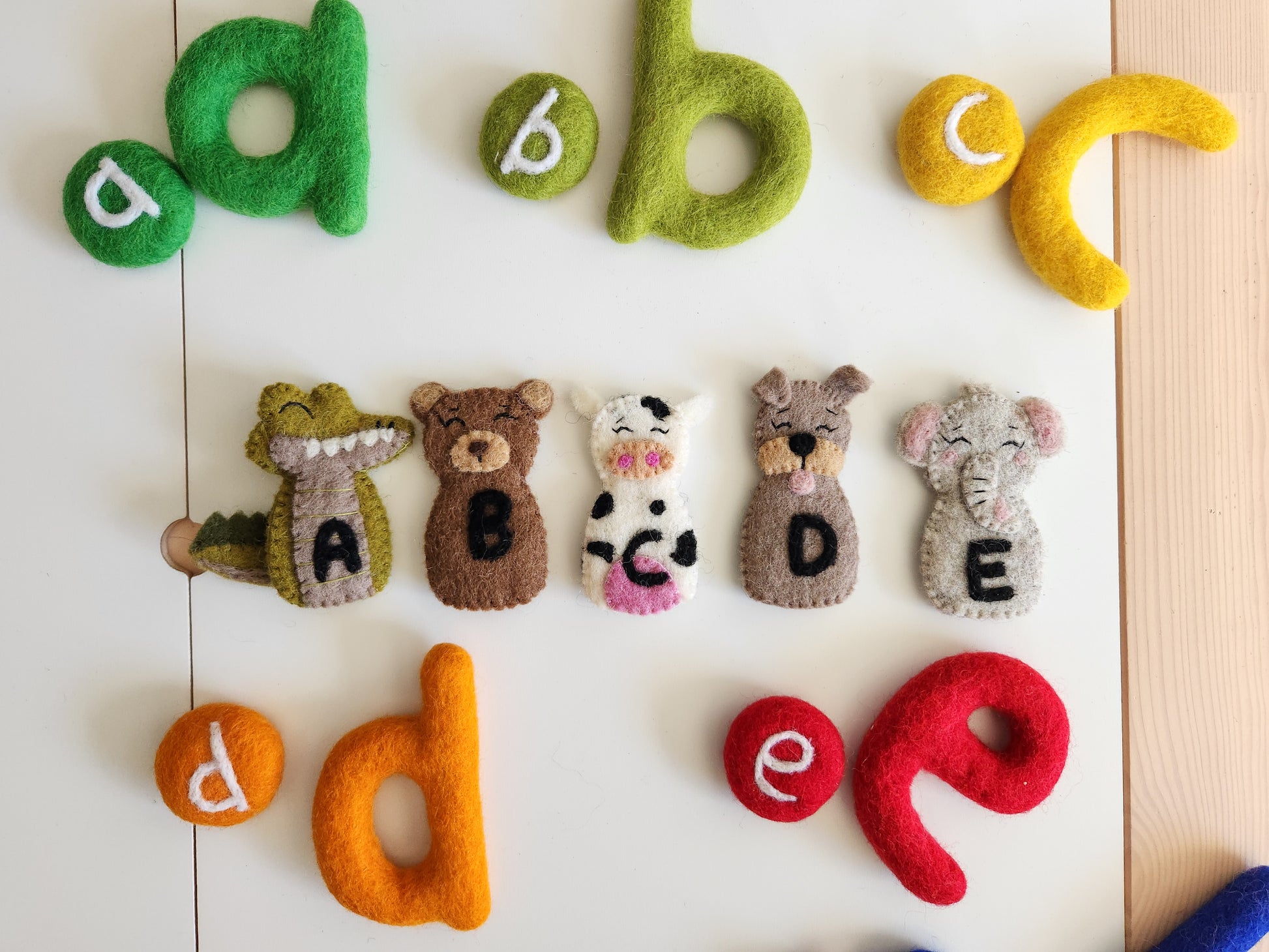 ABC ANIMAL TRAIN FELT FINGER PUPPET A B C D E