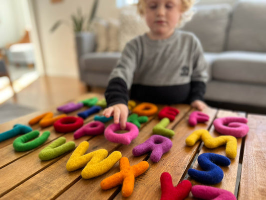 FELTED ALPHABET SET - UPPERCASE YOUNG BOY ORGANISING LETTERS