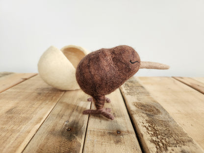 Felted Baby Kiwi Toy  and hollow egg