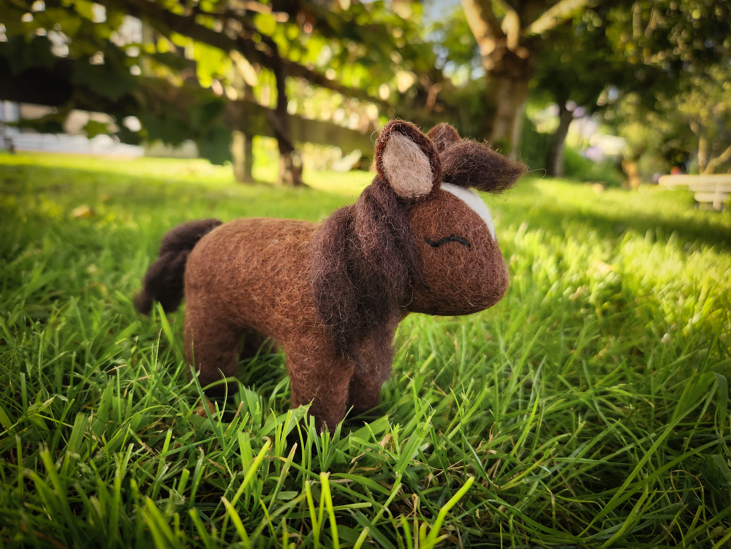 Hamilton the Horse - Felt Toy Horse in grass paddock