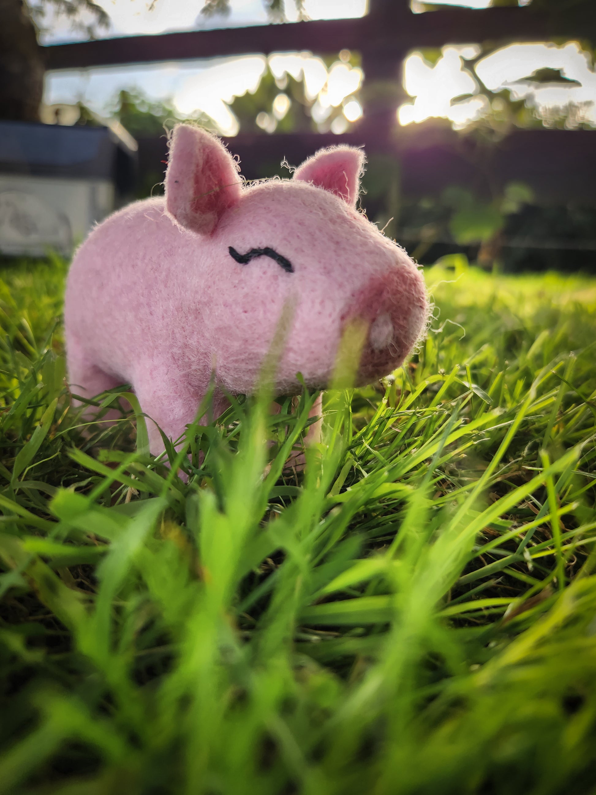 Pippa the Pig - Felt Toy Pig in grass