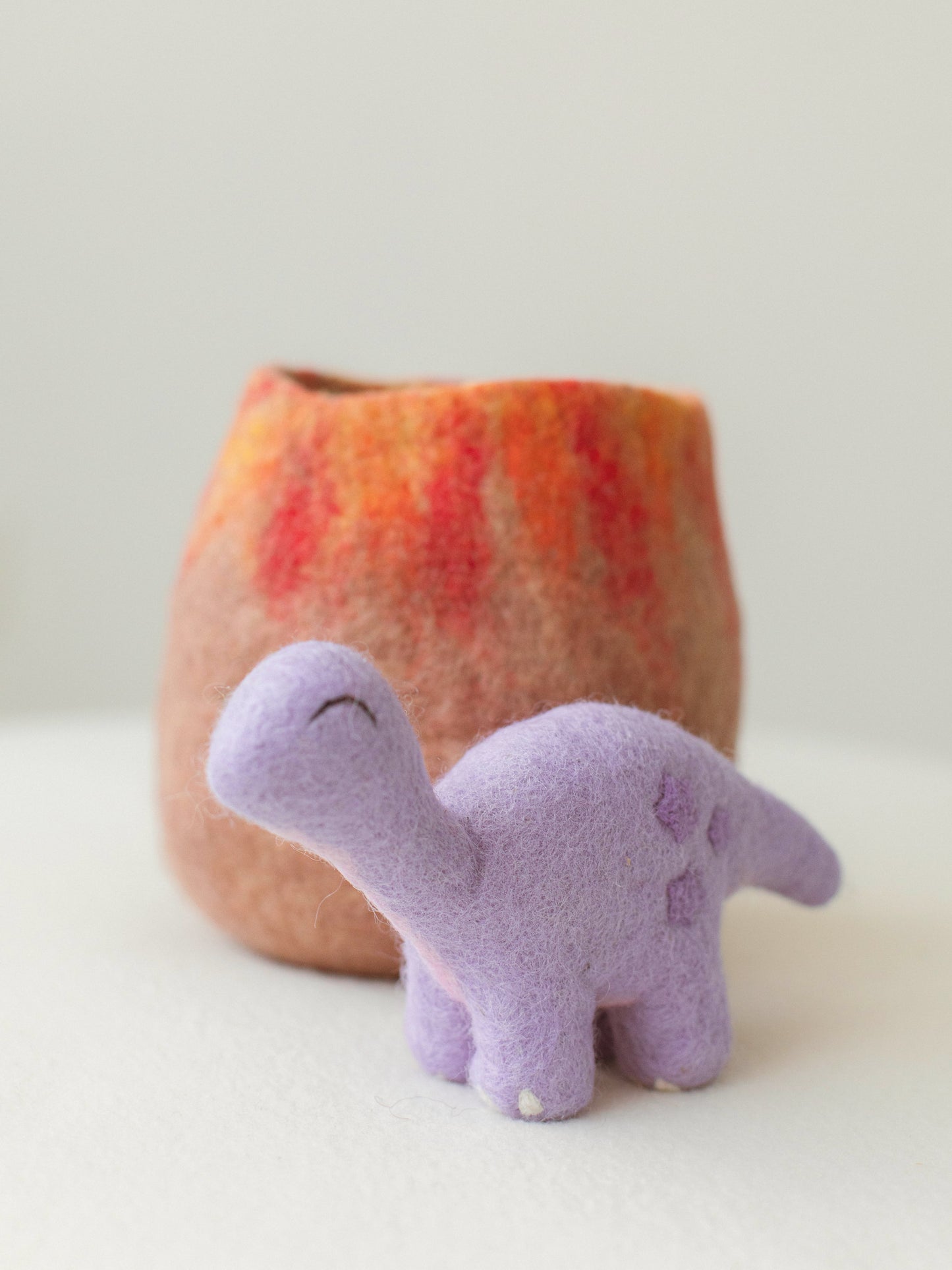 SMALL WORLD  PLAY MAT PLAYSCAPE FELT DINOSAUR BRONTOSAURUS AND FELT VOLCANO PURPLE