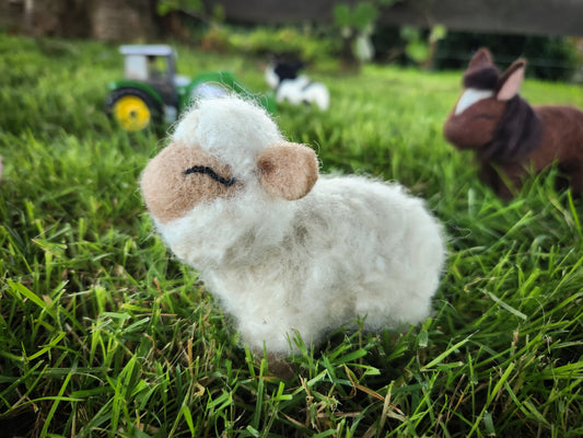 Sally the Sheep - Felt Toy Sheep in grass paddock
