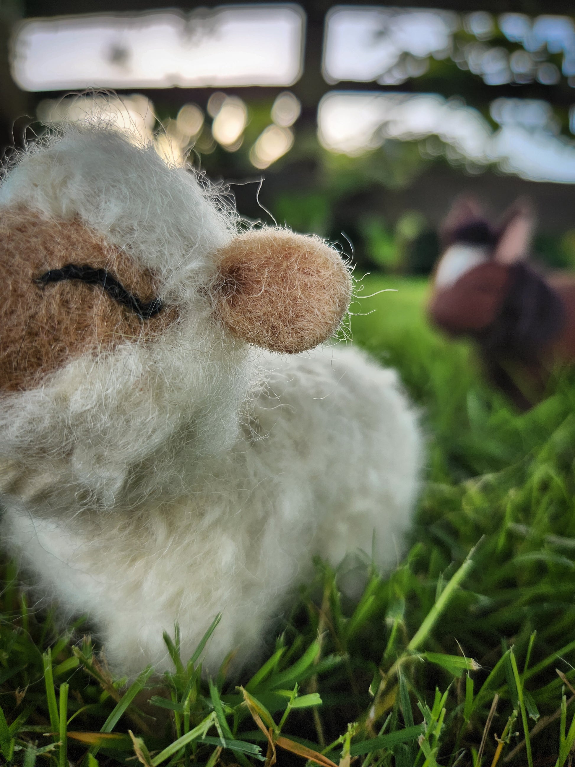 Sally the Sheep - Felt Toy Sheep close up of face/ear
