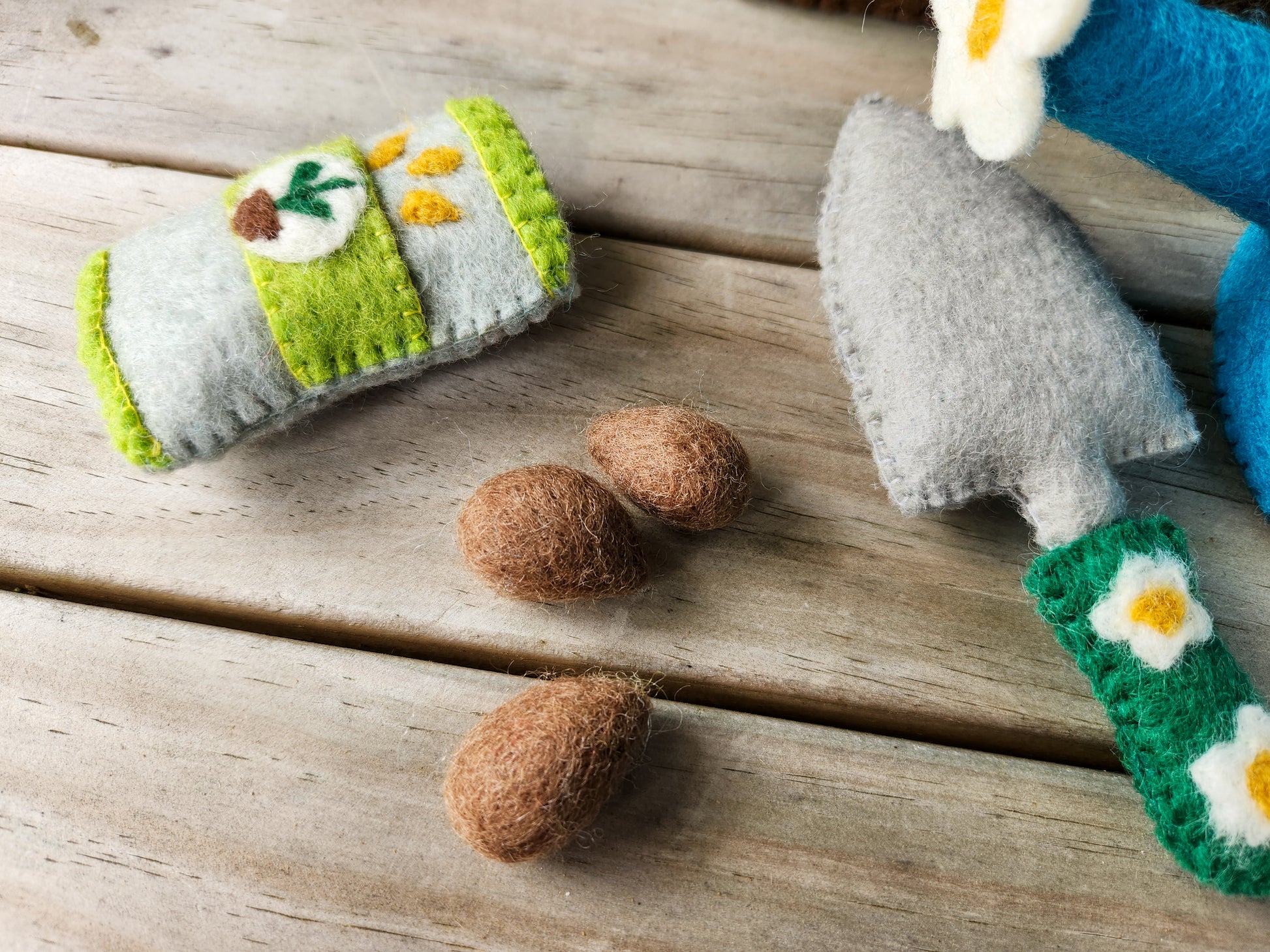 Wholesome Harvest Felted Garden Toy Set - Felt Seedling and Watering Can Set 4