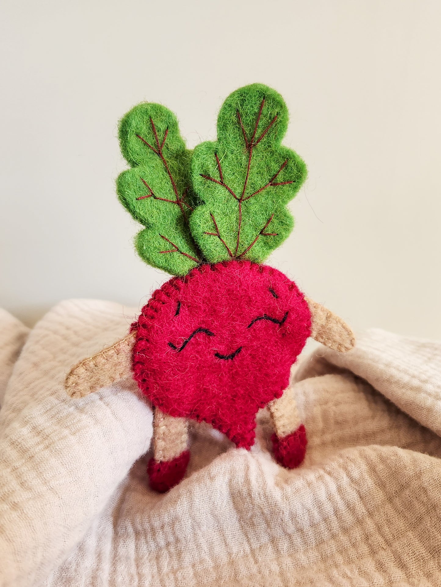 FELT FRUIT AND VEGETABLE FINGER PUPPETS - HAPPY BEETROOT FINGER PUPPET