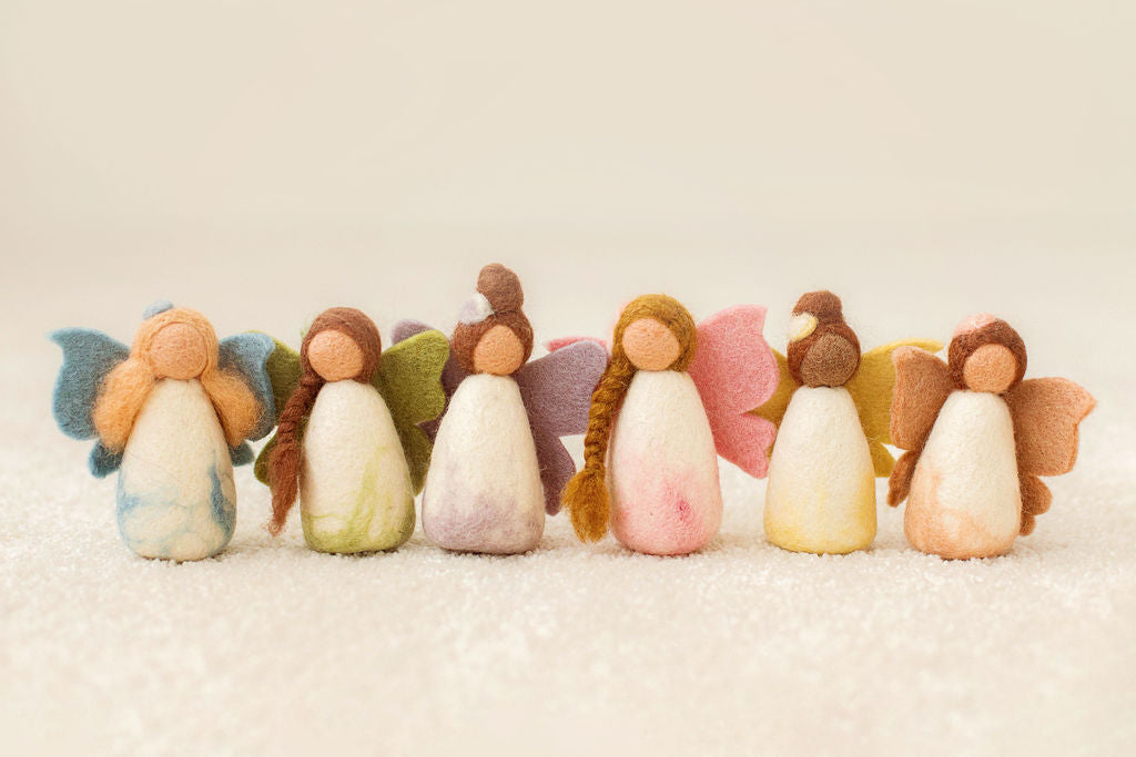 SPRING RAINBOW FAIRIES - 6 FAIRY SET - BLUE GREEN PURPLE PINK YELLOW ORANGE