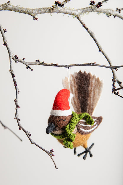 The Christmas Pīwakawaka - Kids in Need Felted Wool Decoration