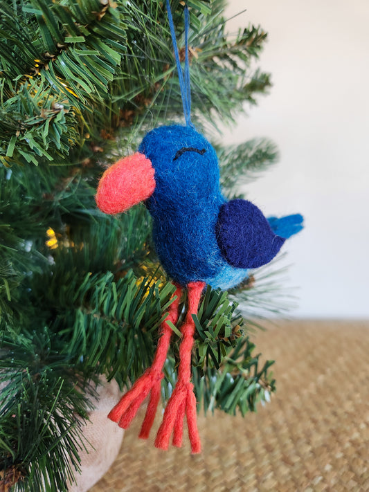 Pūkeko - Felted Christmas Decoration