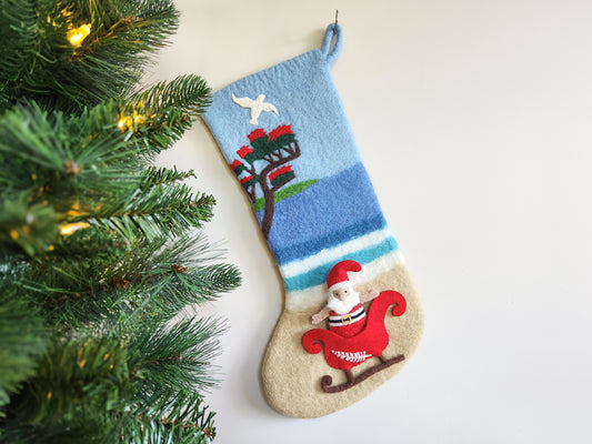 Kiwi Christmas Felted Stocking