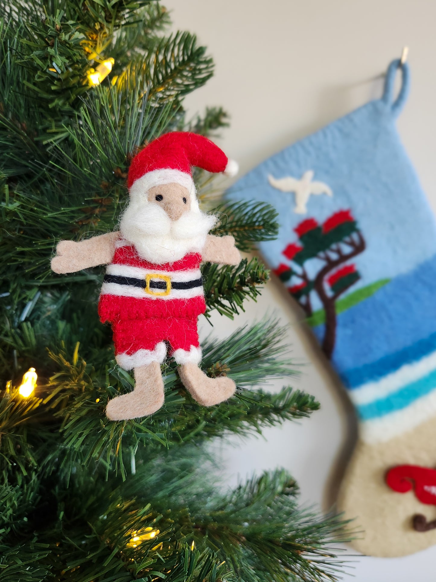 Kiwi Christmas Felted Stocking