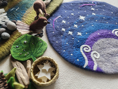 A Map of Dreams and Stars - Wool Felt Stars & Moon Storytelling Playscape