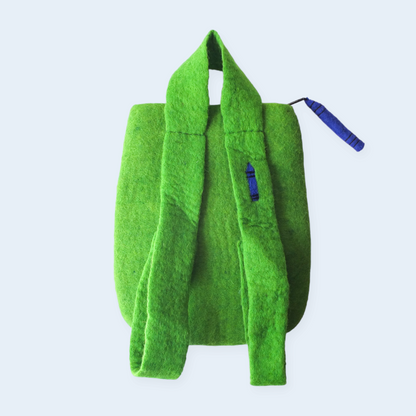 CUTE MONSTER FELTED CRAFT BAG - BLUE AND GREEN BACK VIEW