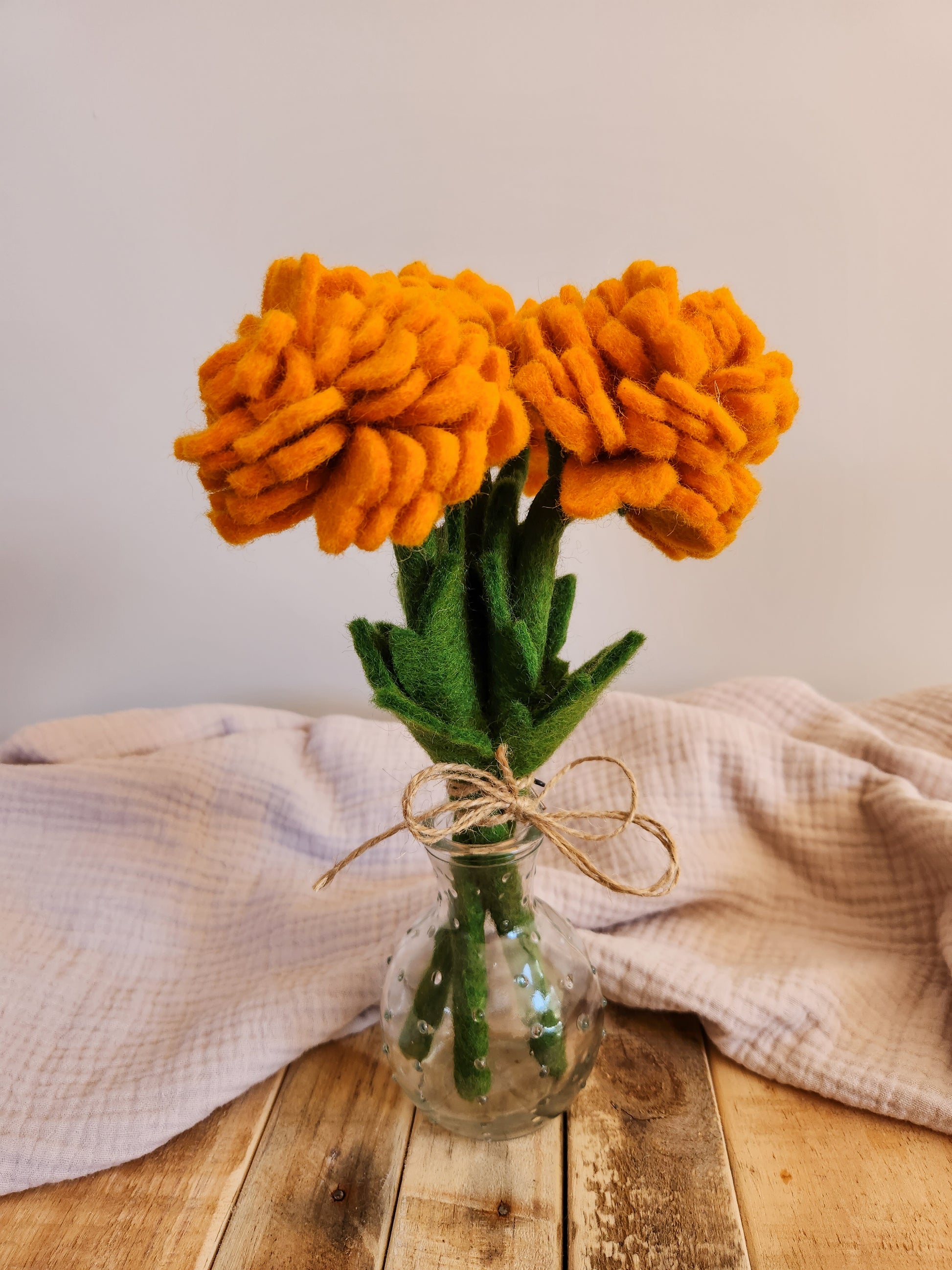 FELT FLOWERS - MARIGOLD ORANGE