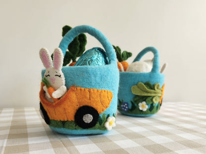 Felt Bunny Carrot Car Mini Easter Basket details