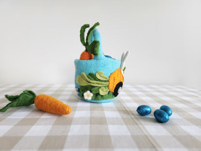 Felt Bunny Carrot Car Mini Easter Basket Side View 2
