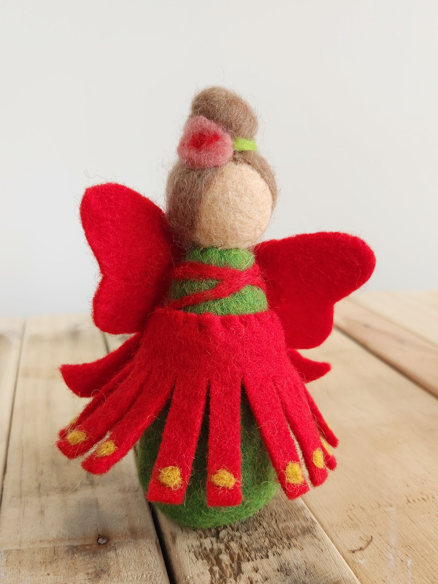 Felt Pohutukawa Fairy - Red and green Christmas Fairy toy