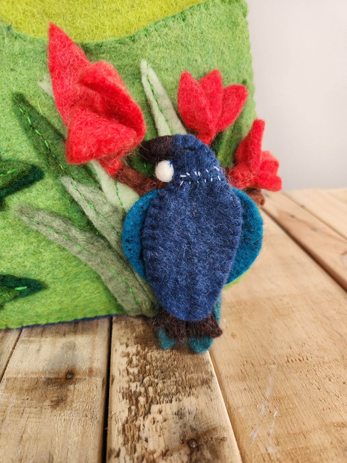 NATIVE NZ BIRDS FELT FINGER PUPPETS - TUI FINGER PUPPET