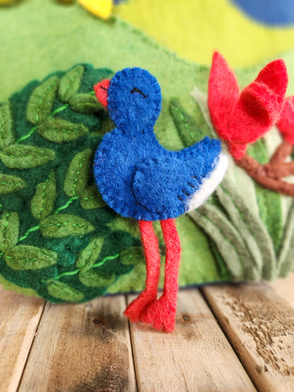 NATIVE NZ BIRDS FELT FINGER PUPPET SET -  PUKEKO