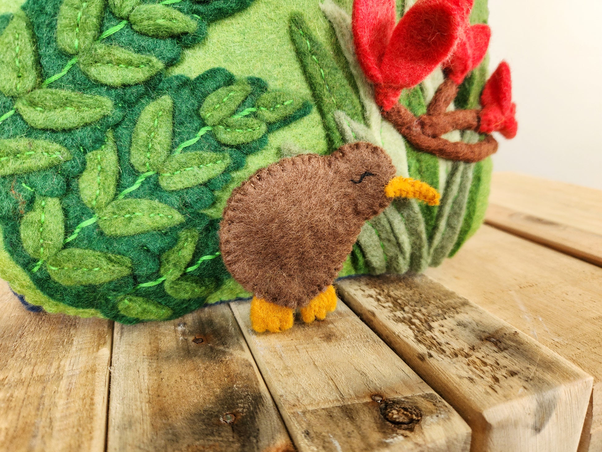 NATIVE NZ BIRDS FELT FINGER PUPPET SET KIWI FINGER PUPPET