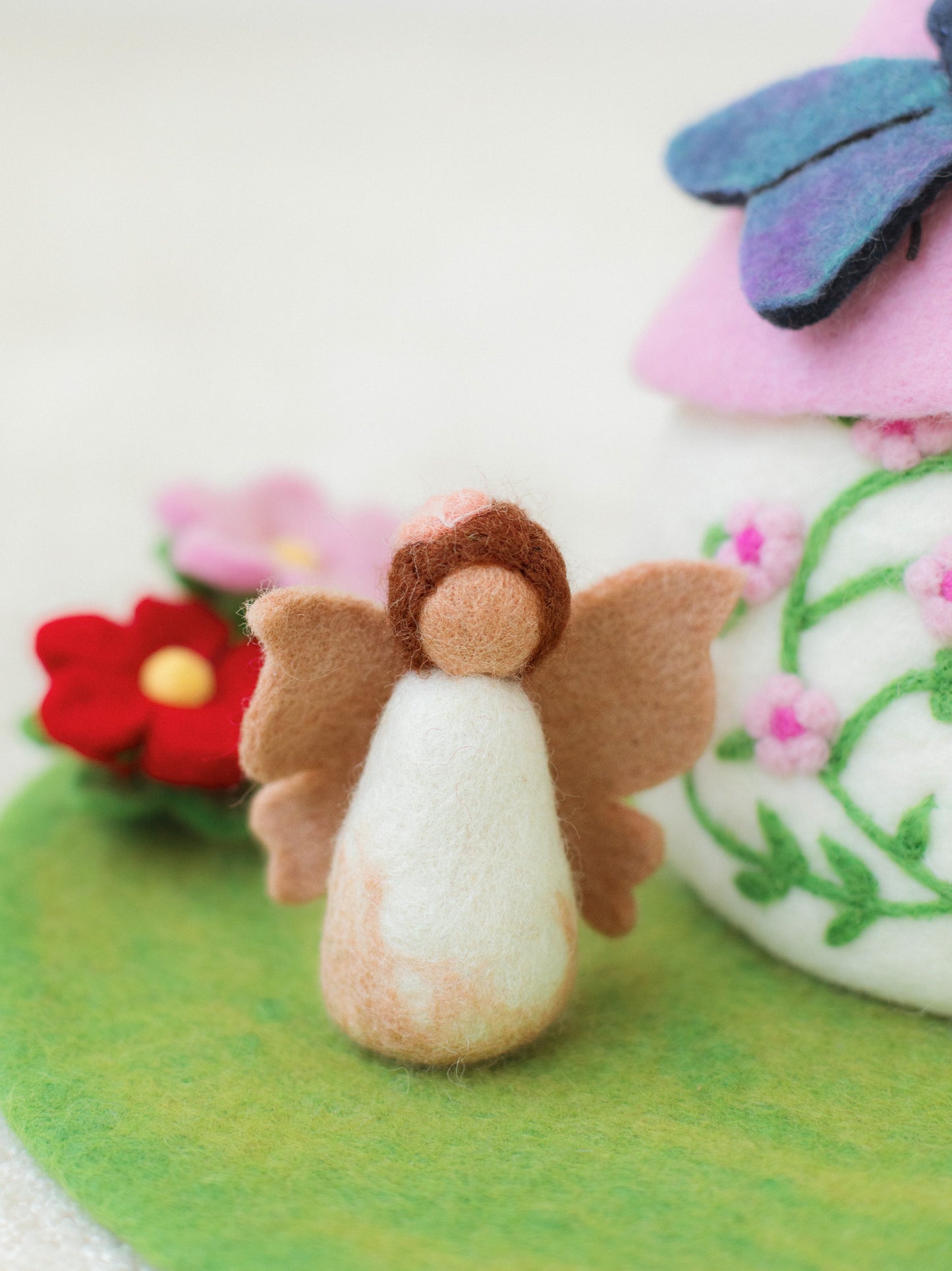 SPRING RAINBOW FAIRIES - PEACH PUFF ORANGE FELT FAIRY