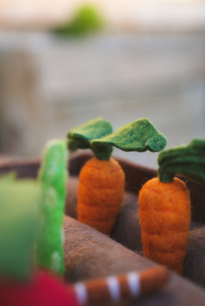WHOLESOME HARVEST PLAY FELT GARDEN TOY SET  FELT CARROT TOYS PRETEND PLAY