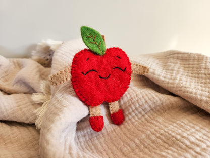FELT FRUIT AND VEGETABLE FINGER PUPPETS - HAPPY APPLE FINGER PUPPET