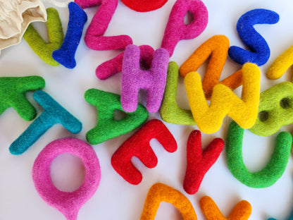 Felted Alphabet Set - Rainbow mixed letters